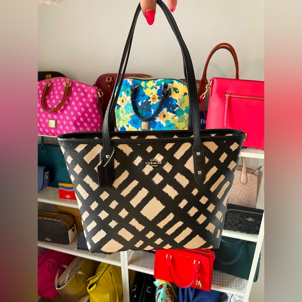 Coach Wild Plaid Print Tote Bag